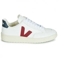 Chaussures Baskets basses Veja V-12 LEATHER Blanc / Bleu / Rouge -Baskets mode Soldes 15199408 500 B