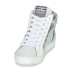 Chaussures Femme Baskets montantes Meline IN1363 Blanc / Argent -Baskets mode Soldes 17658286 500 C