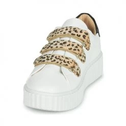 Chaussures Femme Baskets basses Vanessa Wu BASKETS À SCRATCHS ANIMALIER Blanc / Léopard -Baskets mode Soldes 18289191 500 C