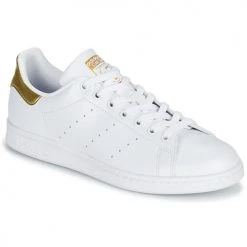 Baskets mode Soldes 17 Chaussures Femme Baskets basses adidas Originals STAN SMITH W ECO-RESPONSABLE Blanc / Doré