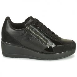 Chaussures Femme Baskets basses Geox ILDE Noir -Baskets mode Soldes 19832502 500 B
