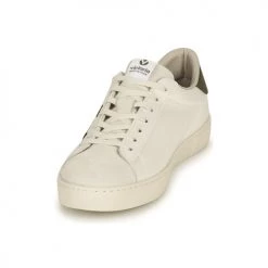 Chaussures Femme Baskets basses Victoria BERLIN PIEL CONTRASTE Blanc / Kaki -Baskets mode Soldes 19901079 500 C