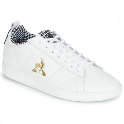 Baskets mode Soldes 41 Chaussures Femme Baskets basses Le Coq Sportif COURTCLASSIC W PIED DE POULE Blanc