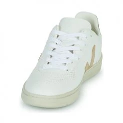 Chaussures Femme Baskets basses Veja V-10 Blanc / Doré -Baskets mode Soldes 22546052 500 C