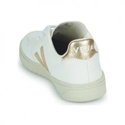 Chaussures Femme Baskets basses Veja V-10 Blanc / Doré -Baskets mode Soldes 22546052 500 E