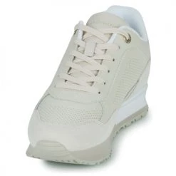 Chaussures Femme Baskets basses Tommy Hilfiger Knitted Wedge Sneaker Beige -Baskets mode Soldes 22555441 500 C