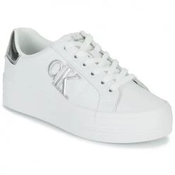 Chaussures Femme Baskets basses Calvin Klein Jeans VULC FLATFORM LACEUP LOW Blanc / Argent