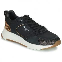 Chaussures Femme Baskets basses Pepe jeans JOY DREAMS LEO Noir