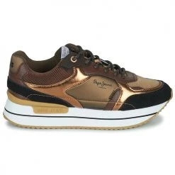 Chaussures Femme Baskets basses Pepe jeans RUSPER GALA Bronze / Noir -Baskets mode Soldes 22588020 500 B