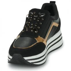 Chaussures Femme Baskets basses Geox D KENCY B Noir / Doré -Baskets mode Soldes 22643070 500 C