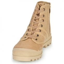 Chaussures Femme Baskets montantes Pataugas AUTHENTIQUE ZIP WAX Caramel -Baskets mode Soldes 22868408 500 C