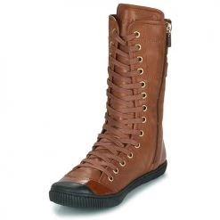 Chaussures Femme Baskets montantes Pataugas IRATIKO VERNIE Camel -Baskets mode Soldes 22868411 500 C