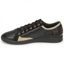 Chaussures Femme Baskets basses Pataugas JESTER MIX Noir / Doré -Baskets mode Soldes 22868412 500 D