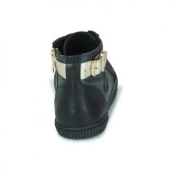 Chaussures Femme Baskets montantes Pataugas LATSA MIX Noir / Doré -Baskets mode Soldes 22868415 500 E