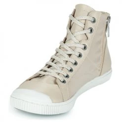 Chaussures Femme Baskets montantes Pataugas LATSA MIX Taupe / Argent -Baskets mode Soldes 22868416 500 C