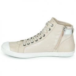 Chaussures Femme Baskets montantes Pataugas LATSA MIX Taupe / Argent -Baskets mode Soldes 22868416 500 D