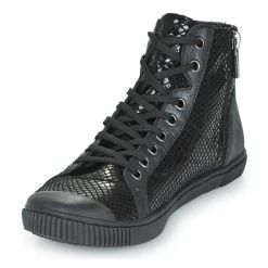 Chaussures Femme Baskets montantes Pataugas LATSA VERNIE Noir -Baskets mode Soldes 22868418 500 C