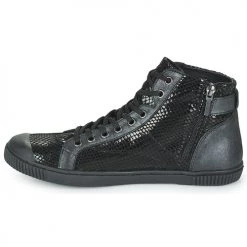 Chaussures Femme Baskets montantes Pataugas LATSA VERNIE Noir -Baskets mode Soldes 22868418 500 D