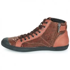 Chaussures Femme Baskets montantes Pataugas LATSA VERNIE Acajou -Baskets mode Soldes 22868419 500 D