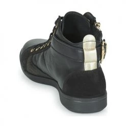 Chaussures Femme Baskets montantes Pataugas PALME MIX Noir / Doré -Baskets mode Soldes 22868423 500 E