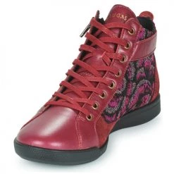 Chaussures Femme Baskets montantes Pataugas PALME VELOURS Rouge -Baskets mode Soldes 22868426 500 C