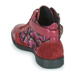 Chaussures Femme Baskets montantes Pataugas PALME VELOURS Rouge -Baskets mode Soldes 22868426 500 E