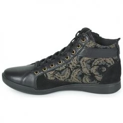 Chaussures Femme Baskets montantes Pataugas PALME VELOURS Noir -Baskets mode Soldes 22868427 500 D