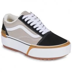 Chaussures Femme Baskets basses Vans OLD SKOOL STACKED SHERPA Noir / Blanc / Gris
