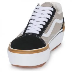 Chaussures Femme Baskets basses Vans OLD SKOOL STACKED SHERPA Noir / Blanc / Gris -Baskets mode Soldes 22872655 500 C