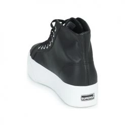 Chaussures Femme Baskets montantes Superga 2730 HI TOP NAPPA Noir -Baskets mode Soldes 22873496 500 E