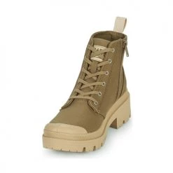 Chaussures Femme Baskets montantes Palladium Pallabase TWILL Kaki -Baskets mode Soldes 22878660 500 C