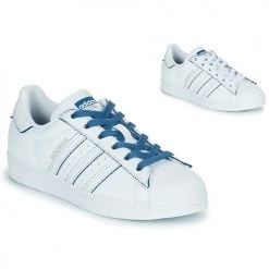 Chaussures Femme Baskets basses adidas Originals SUPERSTAR W Blanc / Bleu