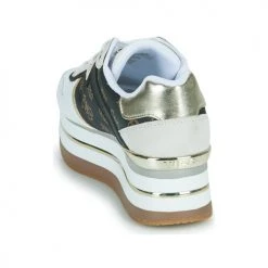 Chaussures Femme Baskets basses Guess BAHAA Blanc / Marron -Baskets mode Soldes 23120749 500 E