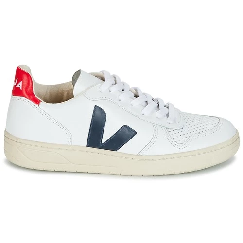 Chaussures Baskets basses Veja V-10 Blanc / Bleu / Rouge 2 Chaussures Baskets basses Veja V-10 Blanc / Bleu / Rouge – Image 2