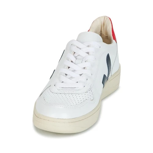 Chaussures Baskets basses Veja V-10 Blanc / Bleu / Rouge 3 Chaussures Baskets basses Veja V-10 Blanc / Bleu / Rouge – Image 3